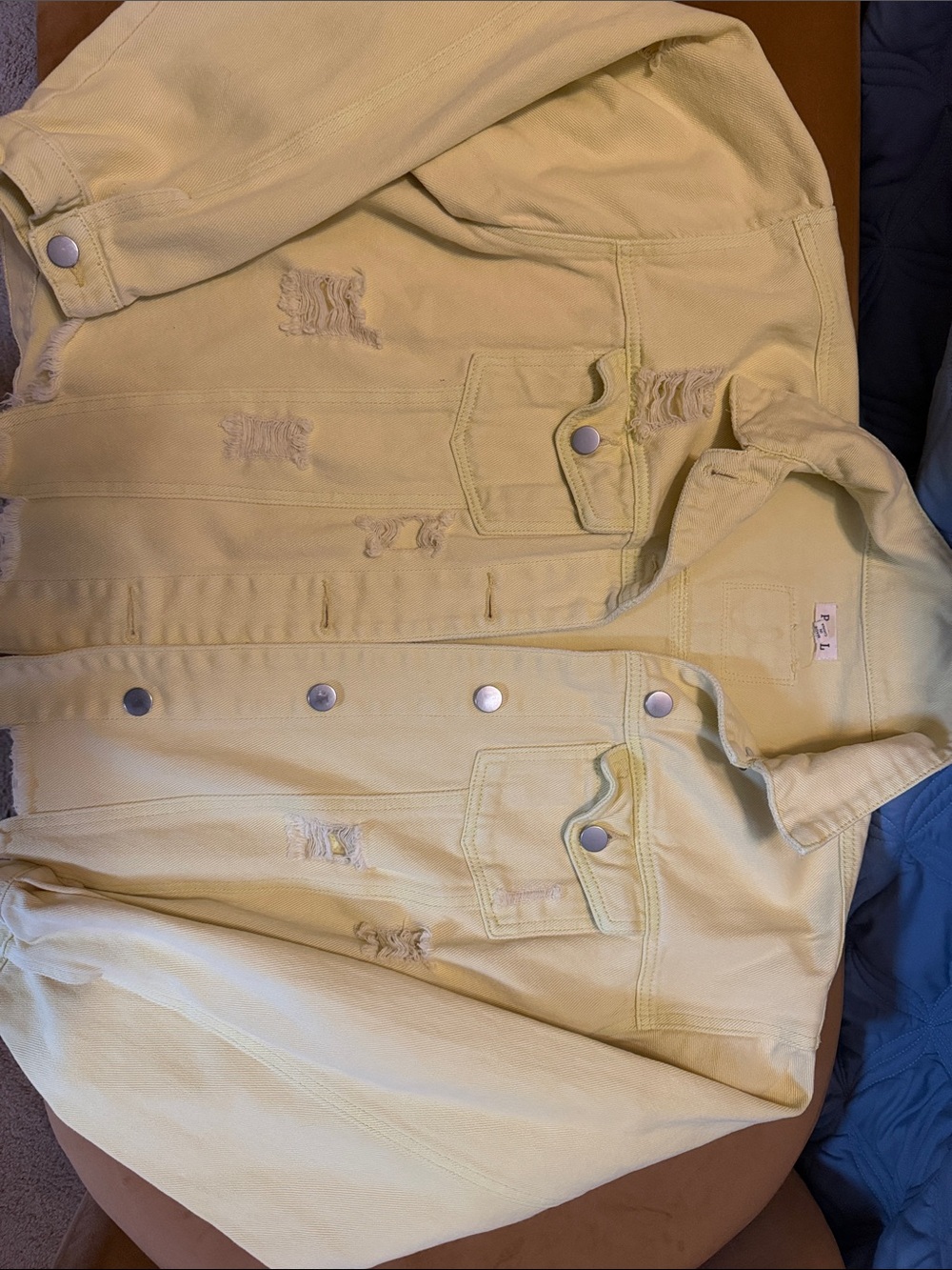 POL Yellow Distressed Jean Jacket